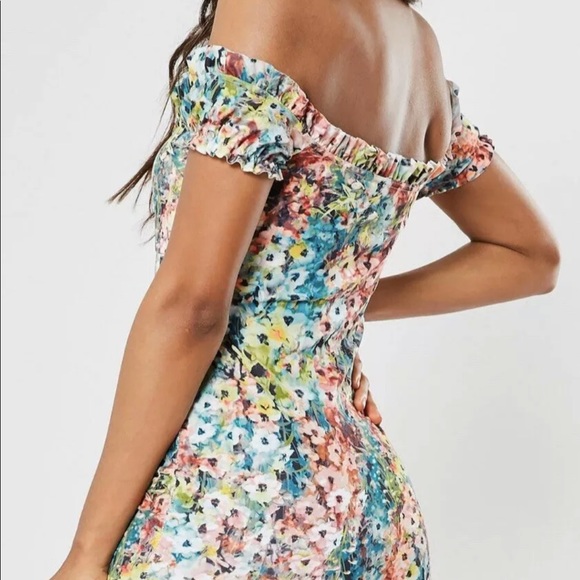 Missguided Multi Painted Floral Mini Dress - Picture 4 of 4